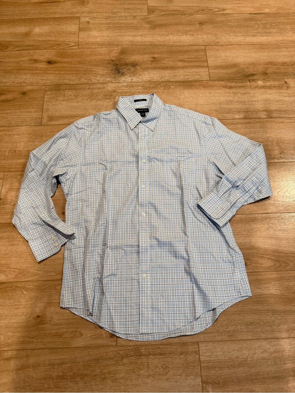 Lands’ End Long Sleeve Tailored Fit No Iron Men’s Dress Shirt size 17-33